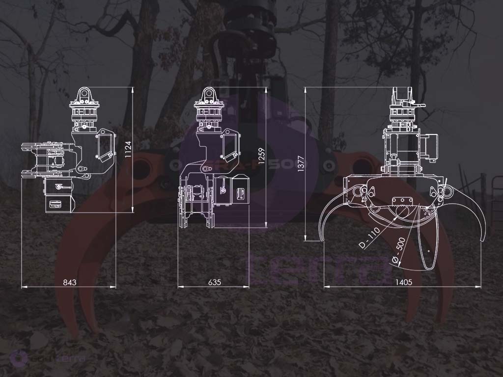 Grajfer za obaranje s pilom dimenzije
